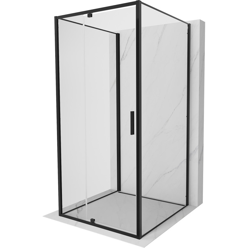 Mexen Exo-R 3S kabina prysznicowa 3-ścienna uchylna 100 x 100 cm, transparent, czarna - 819-100-100-70-00-3S