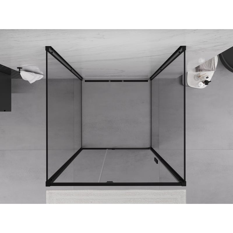 Mexen Exo-R 3S Duschkabine 3-seitig schwenkbar 110 x 110 cm, transparent, schwarz - 819-110-110-70-00-3S