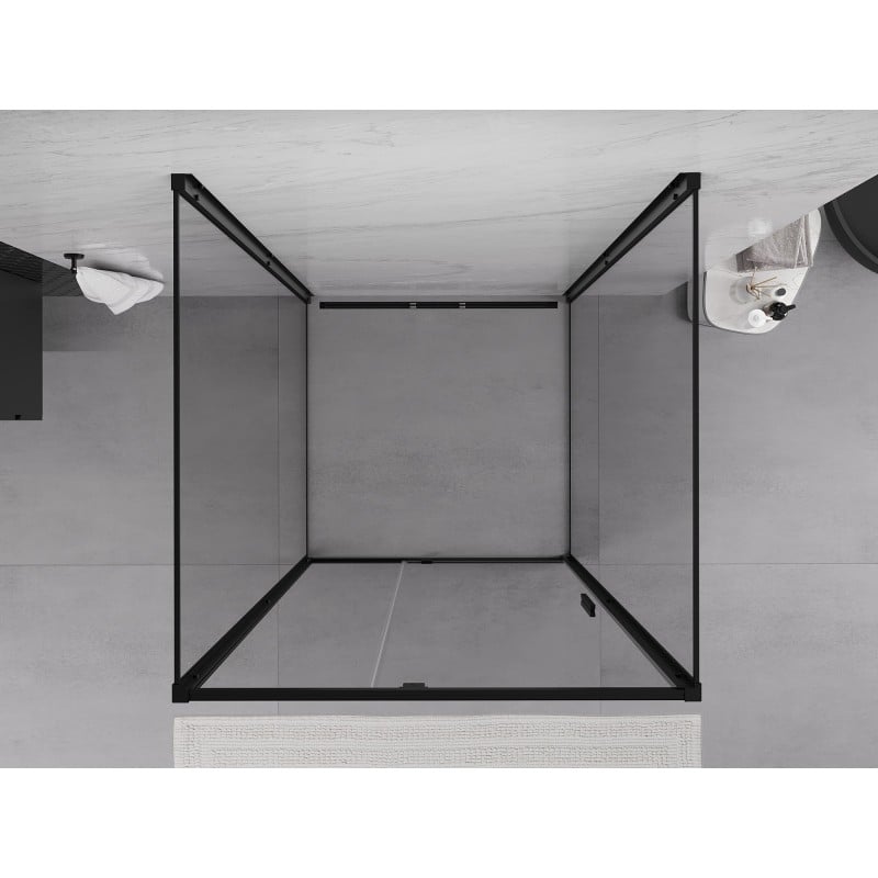 Mexen Exo-3S kabina prysznicowa 3-ścienna uchylna 120 x 120 cm, transparent, czarna - 819-120-120-70-00-3S