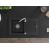 Mexen Pablo évier granitique 1 bac avec égouttoir 752 x 436 mm, noir/argent métallique, siphon chromé - 6510751010-73