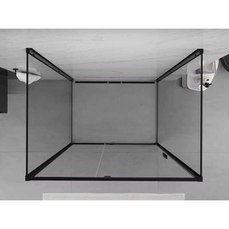 Mexen Exo-R 3S cabina doccia 3-lati a battente 140 x 75 cm, trasparente, nero - 819-140-075-70-00-3S