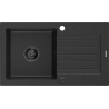 Mexen Pablo lava-loiça de granito de 1 cuba com escorredor 752 x 436 mm, preto/prata metálico, sifão preto - 6510751010-73-B