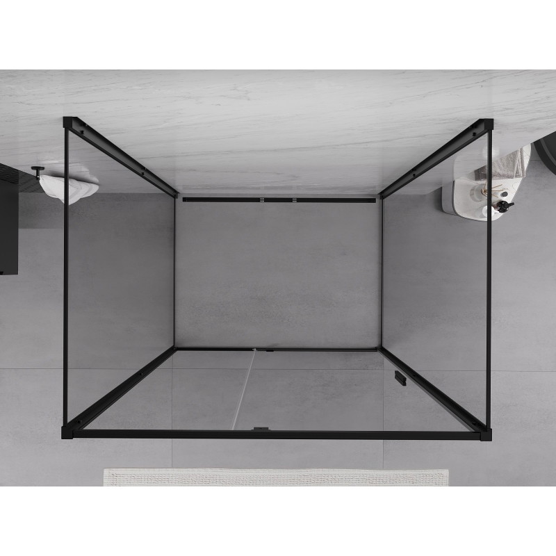 Mexen Exo-R 3S kabina prysznicowa 3-ścienna uchylna 155 x 85 cm, transparent, czarna - 819-155-085-70-00-3S