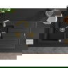 Mexen Andres Granitspüle 1,5-Becken mit Abtropffläche 1000 x 500 mm Schwarz/Silber Metallic, Siphon Gold - 6515101510-73-G