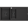Mexen Andres lavello in granito 1,5 vasche con gocciolatoio 1000 x 500 mm nero/metallo argento sifone nero - 6515101510-73-B