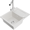 Mexen Enzo fregadero de granito de 1 seno con escurridor y grifo de cocina Duero, blanco - 6506-20-671600-00