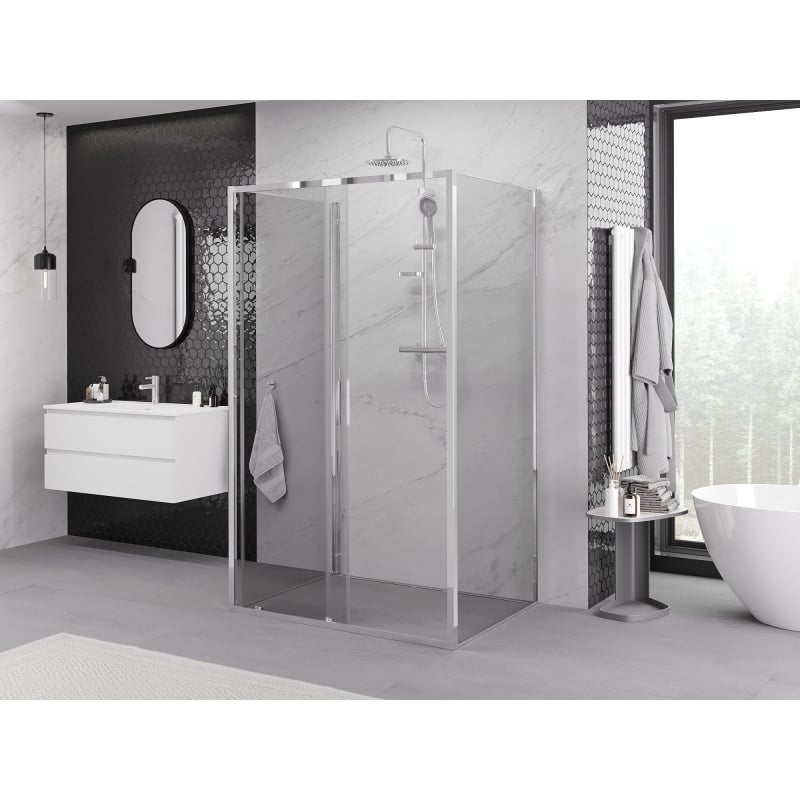 Mexen Exo-S 3S cabina doccia a 3 lati scorrevole 150 x 70 cm, trasparente, cromo - 8151-150-070-01-00-3S