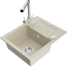 Mexen Enzo fregadero de granito de 1 seno con escurridor y grifo de cocina Duero, beige - 6506-69-671600-00