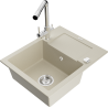 Mexen Enzo granit gootsteen met 1 bak, afdruiprek en keukenkraan Duero, beige - 6506-69-671600-00