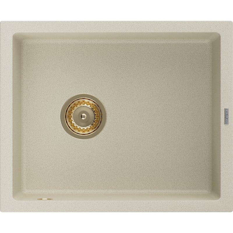 Mexen Pedro ühekambriline graniidist valamu 560 x 460 mm, beež, kuldne sifoon - 6508561000-69-G