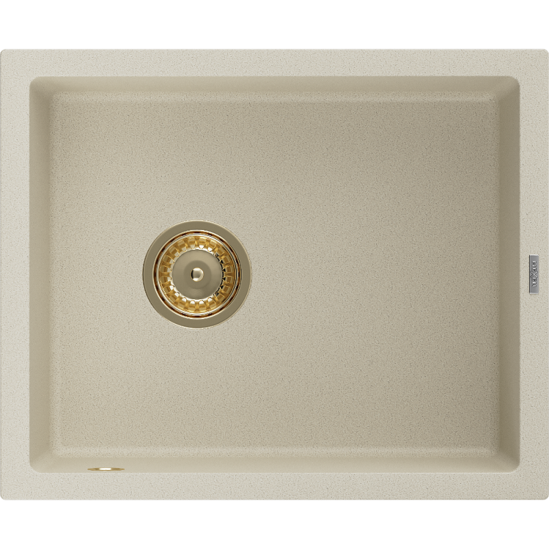 Mexen Pedro zlewozmywak granitowy 1-komorowy 560 x 460 mm, beżowy, syfon złoty - 6508561000-69-G