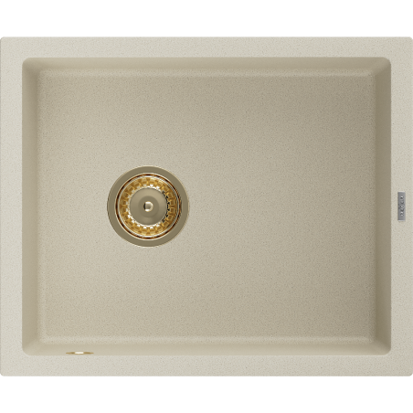 Mexen Pedro fregadero de granito de 1 compartimento 560 x 460 mm, beige, sifón dorado - 6508561000-69-G