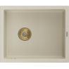 Mexen Pedro fregadero de granito de 1 cubeta 560 x 460 mm, beige, sifón dorado - 6508561000-69-G