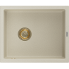 Mexen Pedro Granitspüle 1-becken 560 x 460 mm, beige, goldener Siphon - 6508561000-69-G
