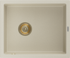 Mexen Pedro Granitspüle 1-becken 560 x 460 mm, beige, goldener Siphon - 6508561000-69-G
