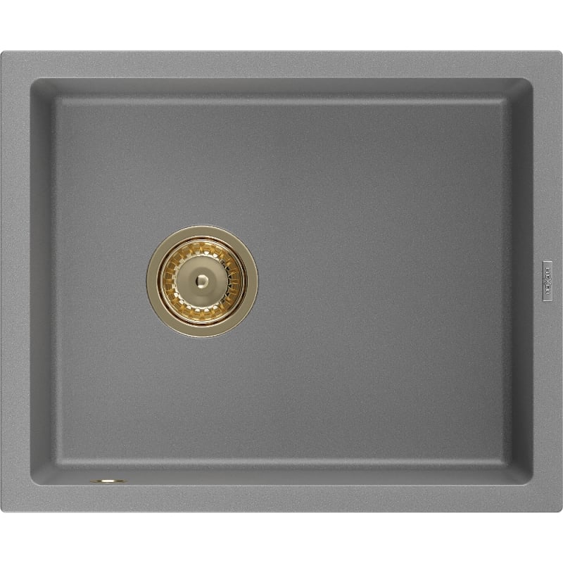 Mexen Pedro granite sink 1-bowl 560 x 460 mm, gray, gold siphon - 6508561000-71-G
