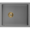Mexen Pedro granit gootsteen 1-komor 560 x 460 mm, grijs, gouden sifon - 6508561000-71-G