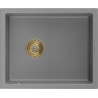 Mexen Pedro granite sink single-bowl 560 x 460 mm, grey, gold siphon - 6508561000-71-G