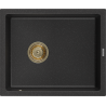 Mexen Pedro lava-louça de granito de 1 cuba 560 x 460 mm, preto/prateado metálico, sifão dourado - 6508561000-73-G