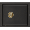 Mexen Pedro fregadero de granito de 1 cuenca 560 x 460 mm, negro/dorado metálico, sifón dorado - 6508561000-75-G