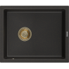 Mexen Pedro granieten spoelbak 1-komerig 560 x 460 mm, zwart/gouden metallic, gouden sifon - 6508561000-75-G