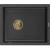 Mexen Pedro lavello in granito 1 vasca 560 x 460 mm, nero maculato, sifone dorato - 6508561000-76-G