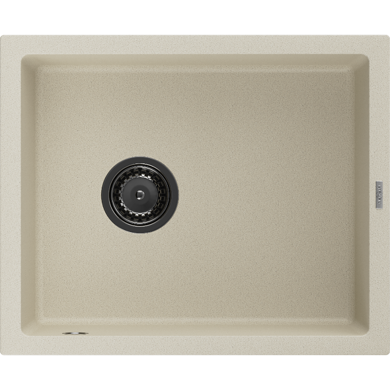 Mexen Pedro lavello in granito 1-vasca 560 x 460 mm, beige, sifone nero - 6508561000-69-B