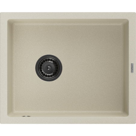 Mexen Pedro évier en granite à 1 bac 560 x 460 mm, beige, siphon noir - 6508561000-69-B