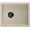 Mexen Pedro granieten spoelbak 1-komerig 560 x 460 mm, beige, zwarte sifon - 6508561000-69-B