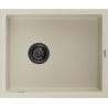 Mexen Pedro granitstenen wastafel 1-kompartiment 560 x 460 mm, beige, zwarte sifon - 6508561000-69-B