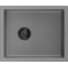 Mexen Pedro fregadero de granito de 1 cubeta 560 x 460 mm, gris, sifón negro - 6508561000-71-B