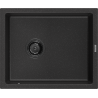 Mexen Pedro granite sink 1-bowl 560 x 460 mm, black/silver metallic, black siphon - 6508561000-73-B
