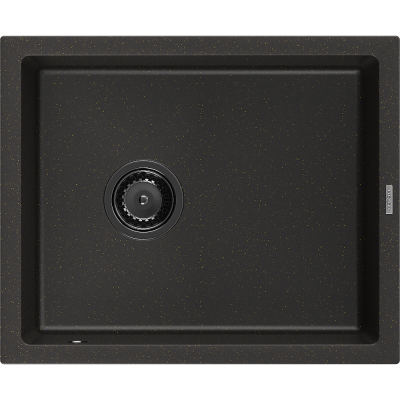 Mexen Pedro νεροχύτης γρανίτης 1-θάλαμος 560 x 460 mm, μαύρο/χρυσό μεταλλικό,