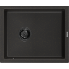 Mexen Pedro fregadero de granito de 1 cubeta 560 x 460 mm, negro/dorado metálico, sifón negro - 6508561000-75-B