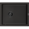 Mexen Pedro Granitspüle 1-Becken 560 x 460 mm, Schwarz/Gold Metallic, schwarzer Siphon - 6508561000-75-B