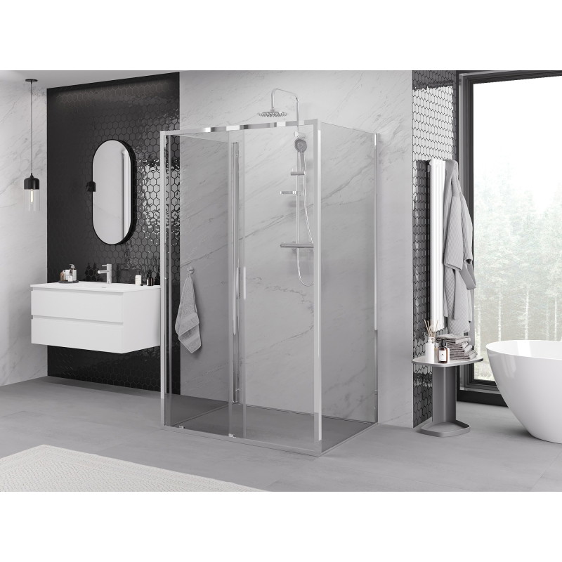 Mexen Exo-S 3S 3-väggars skjutbar duschkabin 115 x 100 cm, transparent, krom - 8151-115-100-01-00-3S