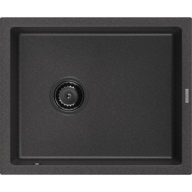 Mexen Pedro zlewozmywak granitowy 1-komorowy 560 x 460 mm, czarny nakrapiany, syfon czarny - 6508561000-76-B