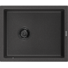 Mexen Pedro évier en granit 1 bac 560 x 460 mm, noir moucheté, siphon noir - 6508561000-76-B