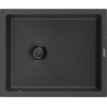 Mexen Pedro Granitspüle 1-Becken 560 x 460 mm, schwarz gesprenkelt, schwarzer Siphon - 6508561000-76-B