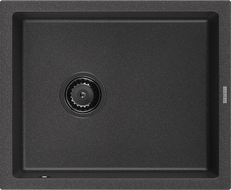 Mexen Pedro évier en granit 1 bac 560 x 460 mm, noir moucheté, siphon noir - 6508561000-76-B