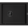 Mexen Pedro fregadero de granito de 1 cámara 560 x 460 mm, negro, sifón negro - 6508561000-77-B