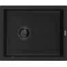 Mexen Pedro Granitspüle, 1-Becken, 560 x 460 mm, schwarz, schwarzer Siphon - 6508561000-77-B