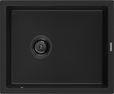 Mexen Pedro νεροχύτης γρανίτης 1-δοχείου 560 x 460 mm, μαύρος, σιφόν μαύρο