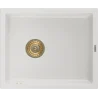 Mexen Pedro évier en granit 1 bac 560 x 460 mm, blanc, siphon doré - 6508561000-20-G