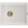 Mexen Pedro granitenspoelbak 1-komor, 560 x 460 mm, wit, gouden sifon - 6508561000-20-G