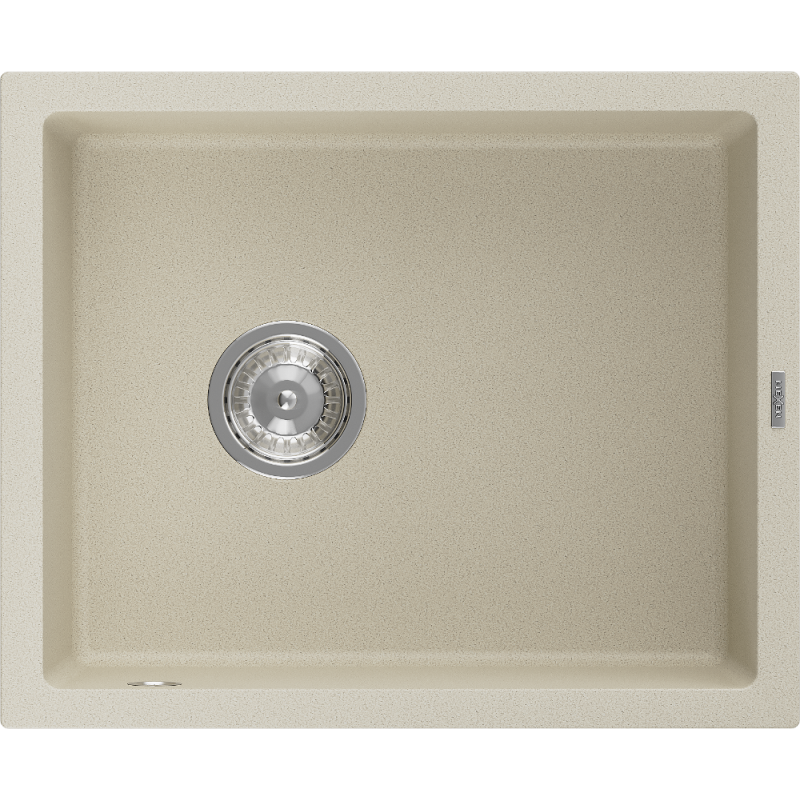 Mexen Pedro granieten gootsteen 1-komor 560 x 460 mm, beige, chroom sifon - 6508561000-69