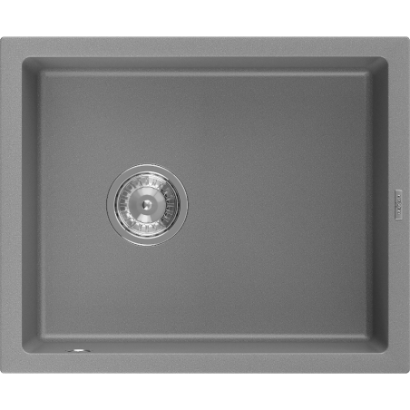 Mexen Pedro évier de cuisine en granit 1 bac 560 x 460 mm, gris, siphon chromé - 6508561000-71