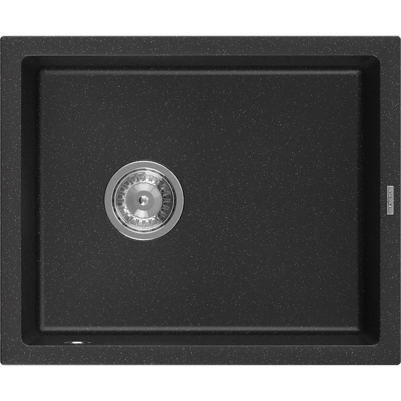 Mexen Pedro granitni sudoper s jednom komorom 560 x 460 mm, crni/srebrni metalik, krom sifon - 6508561000-73