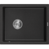 Mexen Pedro granieten spoelbak met 1 kamer 560 x 460 mm, zwart/zilver metallic, chromen sifon - 6508561000-73