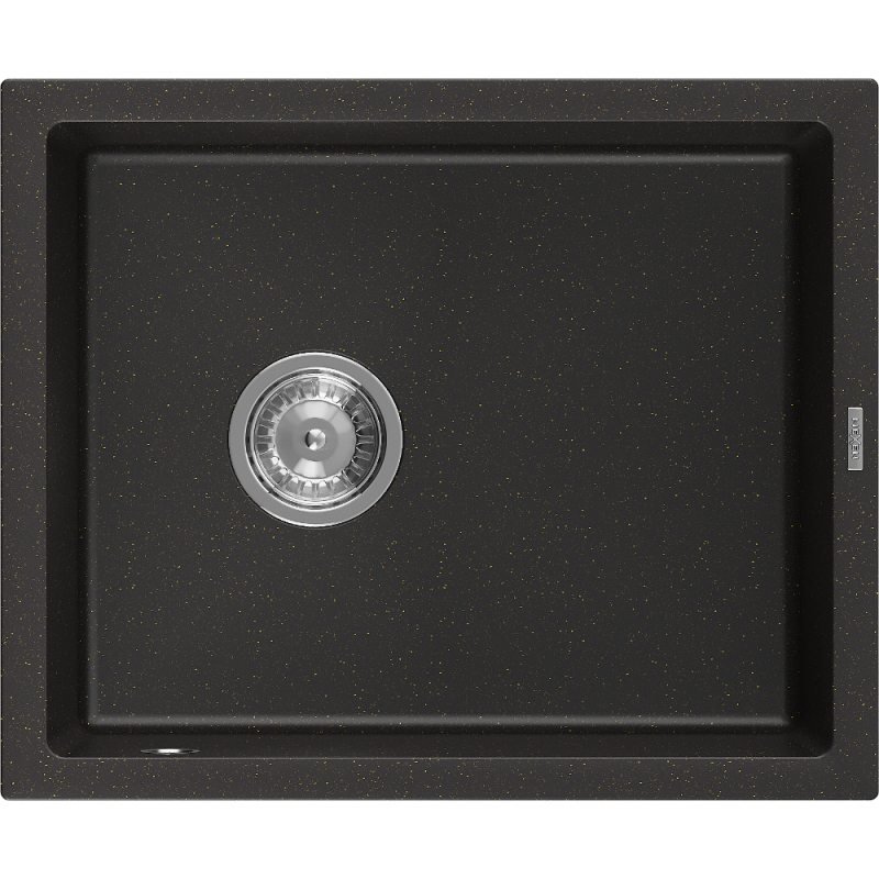 Mexen Pedro lavello in granito a 1 vasca 560 x 460 mm, nero/oro metallizzato, sifone cromato - 6508561000-75